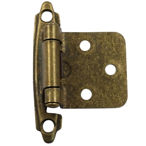 4-Pack (2 Pair) Antique Brass Self-Closing Cabinet Hinges | 1/2" Variable Overlay, Semi-Concealed Face Frame, Flush Mount for Kitchen/Bath Cabinets, Door Bumpers & Upgraded Screws - color: Bronze