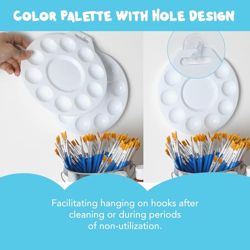 Halobios Paint Tray Palettes, Plastic Paint Pallets with Hanging Hole for Children or Students to Paints on School Project, Art Class or Have a Birthday Painting Party -12pcs - size: 12PCS