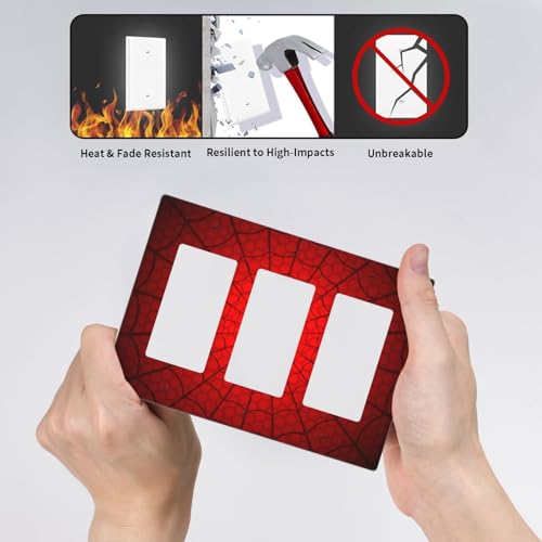 Spider Web Triple Rocker Switch Cover Plate | Fits standard 2-gang toggle and rocker switches, Durable polycarbonate thermoplastic with fade-resistant printed finish - color: Spider Web, size: Triple Rocker