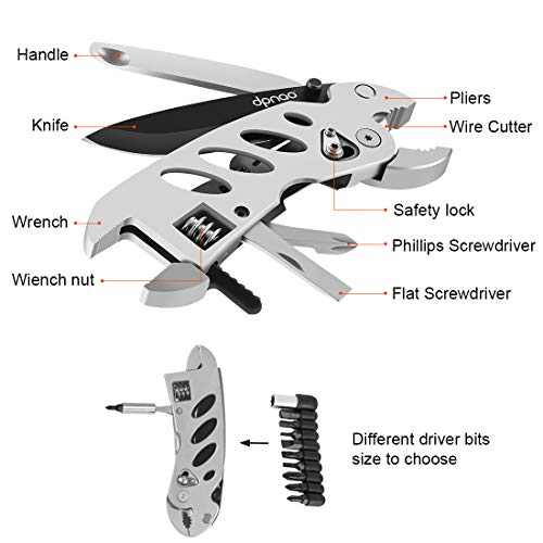 Multitool Wrench With 7 Tools/Pliers/Wire Cutter/Flat Screwdriver/Phillips Screwdriver/Portable Folding Multifunctional Adjustable Multi Purpose Stainless Steel Tool