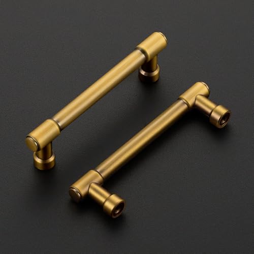 Ravinte Brushed Brass Kitchen Pulls Cabinet Handles 3-3/4 Inch 10 Pack - color: Brushed Brass, size: 3-3/4 Inches Hole Center