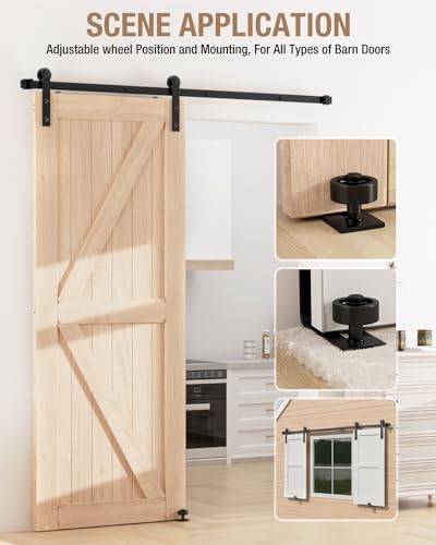 WINSOON Sliding Barn Door Floor Guide Hardware kit 8 in 1, Black, 1Pack - color: Black