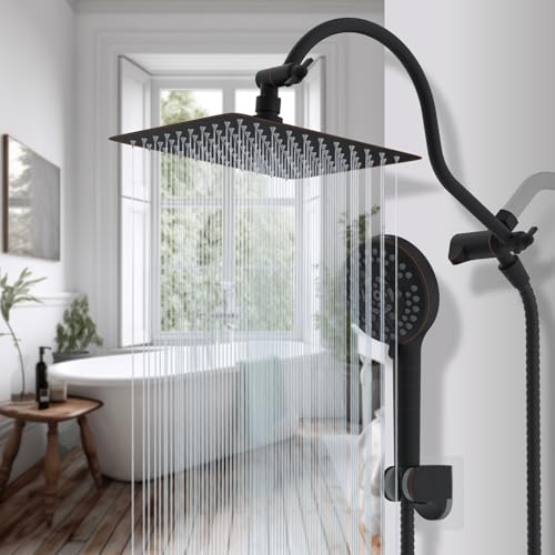 Hibbent All Metal cUPC Certified High Pressure Rainfall 10'' Shower Head - color: Oil Rubbed Bronze, style: Square 10''
