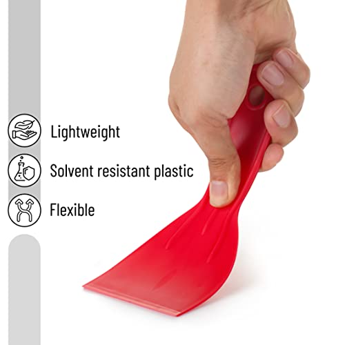 Bates- Plastic Putty Knife Set, 6 Pack Flexible Scrapers - color: Red, size: 1.5, 2, 3, 4, 5, 6 Inches, 6 Pack