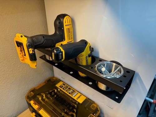 ULIBERMAGNET Power Tool Organizer Rack,Magnetic Spray Can Holder,Wall Mount Metal Tool Rack with Screwdriver,Cordless Drill,Screw,Nail Storage,Utility Rack for Warehouse,Garage,Toolbox - style: Magnetic Power Tool Organizer with Parts Cup