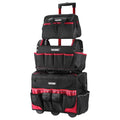 HAUTMEC 3-Piece Rolling Tool Bag Set - 18" Tool Bag with Wheels & Telescoping Handle, 15" Open Top Tool Tote & 12" Wide Mouth Small Bag, Heavy-Duty 1680D Water-Resistant Tool Storage - style: 3-Pcs Set | Red