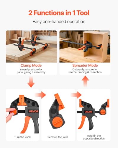 VEVOR Bar Clamps for Woodworking, 8-Pack, 6" and 12", with Spring Clamps, One-Handed Clamp/Spreader, 154 lbs Load Limit, Quick Release, Self-Locking Design, for Wood Working and Metal Working - size: 12"& 6" (8 Pack), style: Quick Grip