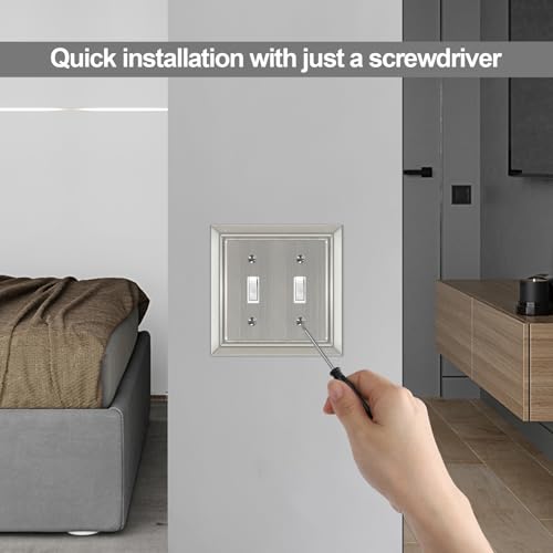 Metal Wall Plate for Electrical Outlets, Applicable to Double Toggle - size: Double Toggle