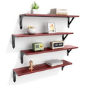 ROMGUAR CRAFT Wood Wall Floating Shelves Set of 4, 23.6" x 6" - Red - color: Red, size: 23.6" x 6"