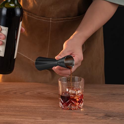 Briout Double Cocktail Jigger for Bartending, 2 OZ & 1 OZ, Flat Edge Black - color: Black, size: Flat Edge-1oz/2oz-1PC