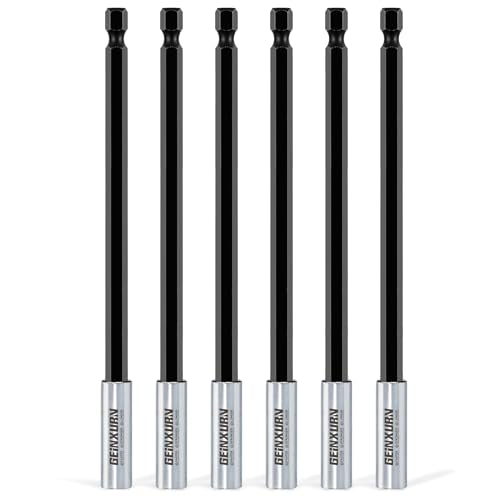 Geinxurn 6Pc 6Inches Screwdriver Bit Holders, Cr-V Extension Socket Drill Bit Magnetic Holder Hex Shank Quick-Change Drill Bit Guide - size: 6"