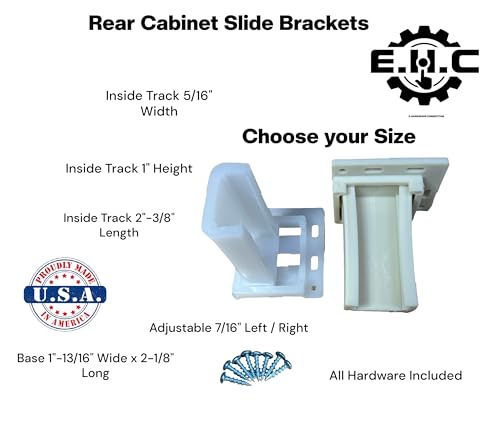 Drawer/Cabinet Slide Track/Socket/Brackets/Choose from Various Sizes/All Hardware Included by E.H.C. (5/16" Track Wth x 1" Hht x 2-3/8" Lgth -Adjustable) - size: 5/16" Track Wth x 1" Hht x 2-3/8" Lgth -Adjustable