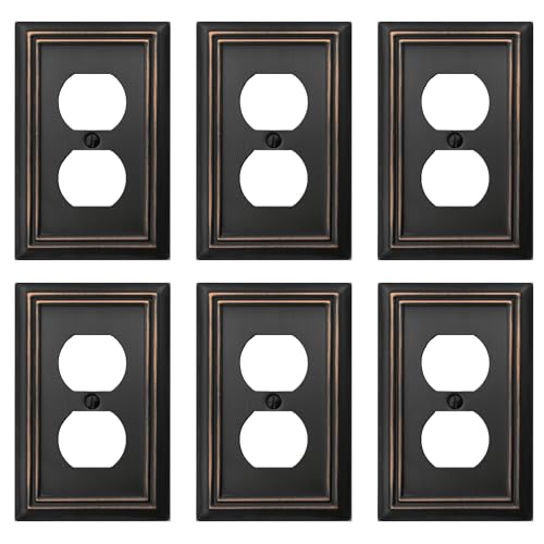 OKAWYC Single Duplex Outlet Light Switch Cover Adler Metal Wall Plate, 6-Pack Aged Bronze 1 Gang, for Receptacle Light Switch, Switch Cover Decorative Wallplate, Durable - style: 1 Duplex 6PK
