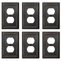 OKAWYC Single Duplex Outlet Light Switch Cover Adler Metal Wall Plate, 6-Pack Aged Bronze 1 Gang, for Receptacle Light Switch, Switch Cover Decorative Wallplate, Durable - style: 1 Duplex 6PK