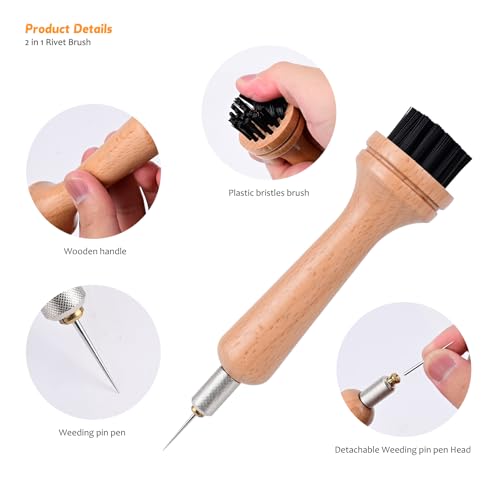 EHDIS Vinyl Wrap Roller Car Wrap Tools Sponge Wallpaper Roller Tool 2 in 1 Rivet Brush Applicator with Weeding Pin Pen for Adhesive Vinyl,Graphics Reflective Film on Rivets