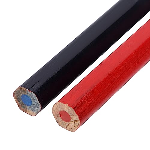 Dioche 10pcs Carpenters Pencils Red Blue 2 Core Hex 2 Head DIY Woodworking Pen Hand Tools Carpenters Pencil Set for Woodworking, Framing, Construction & Multi-Surface Marking