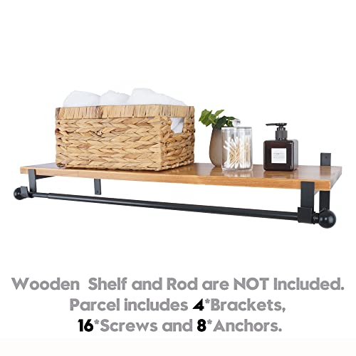 AddGrace Closet Rod Bracket Heavy Duty Shelf Brackets Black 12 Inch 4 Pack - color: Black 4pcs, size: 12 Inch