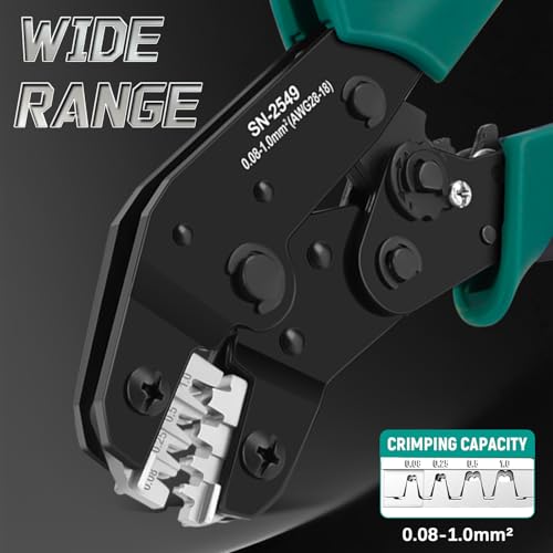 SN-2549 Dupont Crimper, 1290PCS 2.54mm Dupont Connector Kit with Ratcheting Open Barrel Terminal Crimping Tool, 28-18 AWG, White & Black Housings, Male Female Terminals, Headers & Ribbon Cable - color: 1290pcs