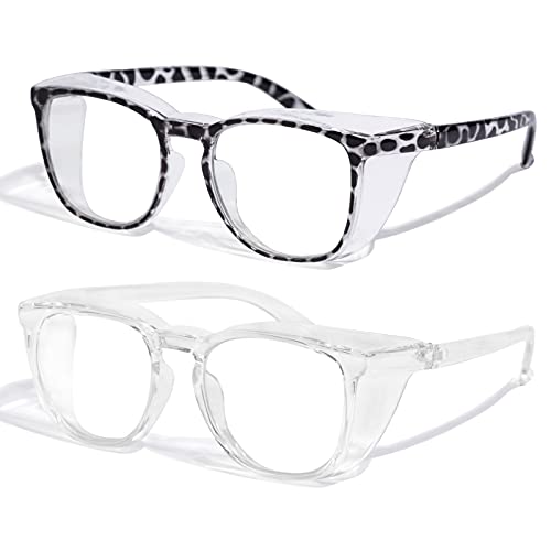 Safety Glasses Anti Fog Clear Blue Light Blocking Eye Protection Nurse Goggles for Women Men - color: A1 Leopard + Transparent