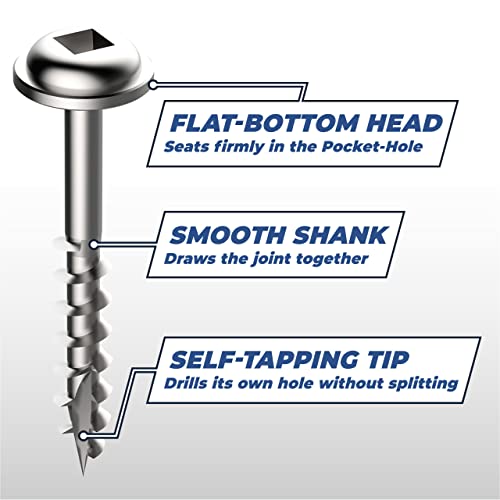 Kreg Stainless Steel Pocket Hole Screws - SML-C125S5-100 - 1-1/4-Inch - Coarse Thread - Maxi-Loc Head - Outdoor - 100 Count
