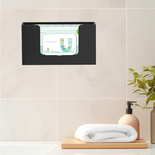Wipe Holder Wall Mount Dispenser for Bathroom Tissue Box Acrylic Black - color: Black
