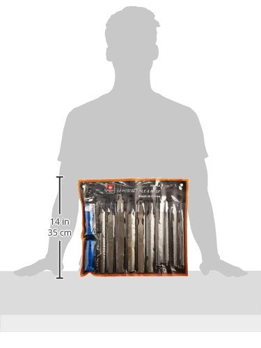 Neiko 00109A Metal File and Rasp Set | 12 Piece, 10, 8, and 6 Inch Extra Slim Flat, Half, Mill, and Round Files Set | Non Slip PVC Handle, Wood File | Heat Treated Carbon Steel Two Way File