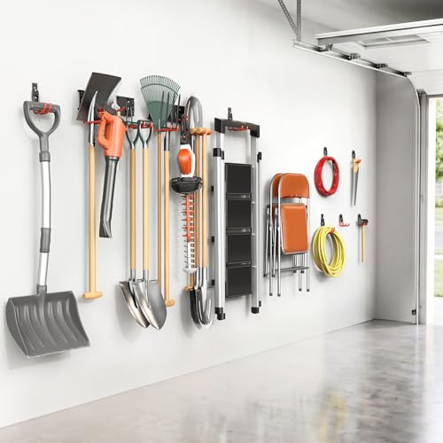 WALMANN Garage Wall Mounted Garden Tool Hooks, Folding Chair Storage Rack - style: Hooks with 2 Tracks