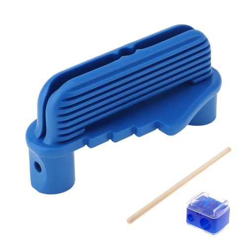Center Scriber, Multifunction Magnetic Center Finder Tool, Woodworking Offset Marking Gauge for Carpentry with Hexagonal Pencil, Pencil Sharpener, Magnetic Scriber (Blue) - color: Blue