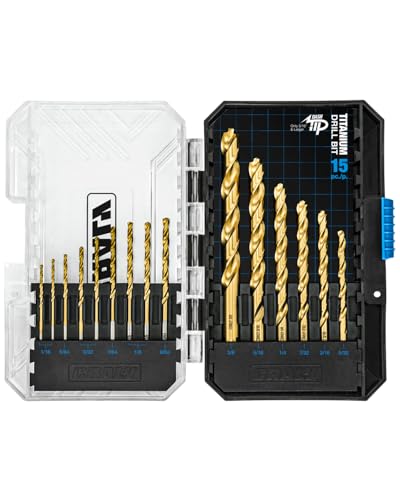 CRALY 15-Piece Cobalt Drill Bit Set, M35 HSS Titanium Coated Jobber Length Twist Drill Bits, Dash Tip & 135 Degree Split Point, 3-Flat Shank, for Hard Metal, Stainless Steel, Cast Iron, Plastic - style: 15-Piece Pack