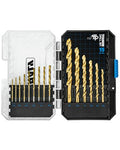 CRALY 15-Piece Cobalt Drill Bit Set, M35 HSS Titanium Coated Jobber Length Twist Drill Bits, Dash Tip & 135 Degree Split Point, 3-Flat Shank, for Hard Metal, Stainless Steel, Cast Iron, Plastic - style: 15-Piece Pack