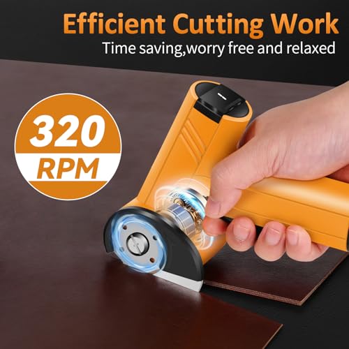 Cordless Electric Scissors - Rechargeable Cardboard Cutter,Cardboard Cutter Electric with 2 x Stainless Steel Rotary Blade,Power Rotary Cutter for Thin Cardboard Box Carpet Leather