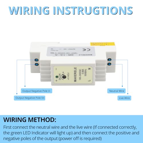 MAKERELE 15W 5V DR AC to DC Slim DIN Rail Power Supply - style: 15W-5V