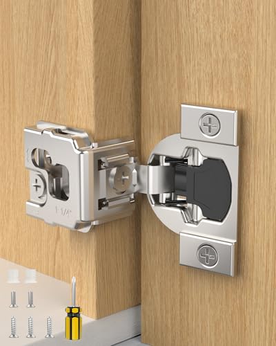 Onemake 80 Pack 1-1/4" Overlay Face Frame Soft Close Cabinet Hinges, 105° Concealed Hinge, Smooth Slow Self Closing, 3D Adjustable, Hidden Hardware Replacement for Kitchen, Wardrobe, Cupboard Door - size: 1-1/4"