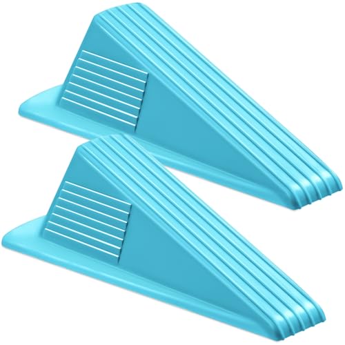 Frienda 2 Pcs Heavy Duty Rubber Door Stops Wedge Stackable,Blue - color: Blue