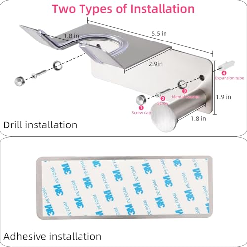 Hair Dryer Holder, Hair Dryer Holder Wall Mounted, Self Adhesive Blow Dryer Holder, Stainless Steel Dyson Hair Dryer Holder, Hairdryer Holder for Bathroom BANJEKT - color: Silver 1