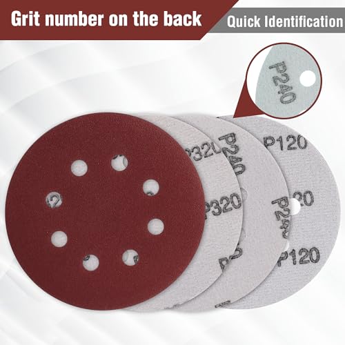 WORKPRO 150 Pack 5 Inch Sanding Discs Sandpaper, 8-Hole Hook and Loop - style: Random Orbital Sander Pads