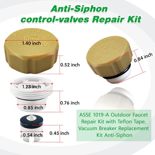Anti-Siphon Industrial-control-valves Repair Kit， ASSE 1019-A Vacuum Breaker Check Valve Replacement Kits with Decorative Cover, Plastic Body,Plunger and O-Ring,1 Pack - color: yellow plastic