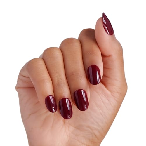 Kiss Impress No Glue Mani Press On Nails Kit, Over You, 30 Red Peel and Stick Nails, Super Slim Short Squoval, Glossy Gel Finish, PureFit Technology, Includes Prep Pad, Manicure Stick & Mini File - size: 1 Count (Pack of 30), style: Solid