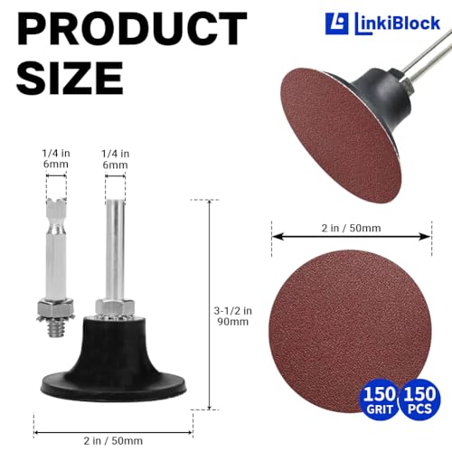 150Pcs 2 inch R-Type Quick Change Aluminum Oxide Surface Conditioning Sanding Discs Set 150 Grit with Adapter & Backing Pad - style: 150 Grit