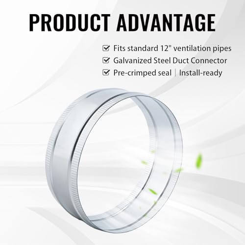 14 Inch Round Galvanized Steel Duct Connector - Metal Ventilation Pipe Coupler - Dryer Vent Hose Extension - HVAC Ducting Coupling for Straight Connection - size: 14 Inch