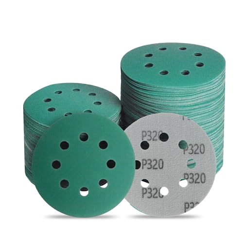 5 Inch 8 Hole P320 Grit Zirconia Wet Dry Sanding Discs - 50 Pack - size: 320 Grit