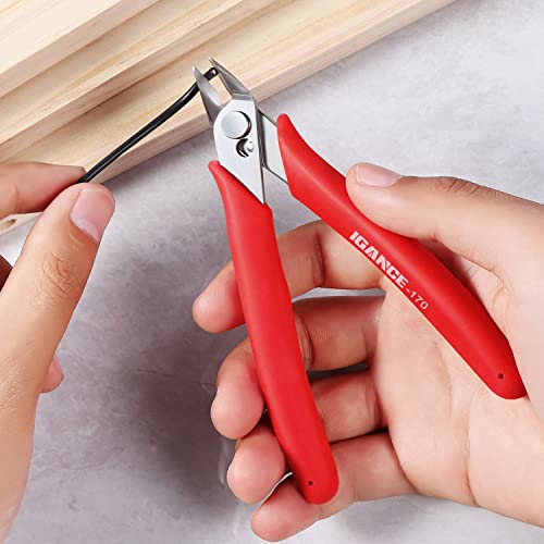 IGAN Wire Flush Cutters (Pack of 5), Precision Jewelry Making Cutting Pliers, Micro Wire Cutter, Red - size: Pack 5