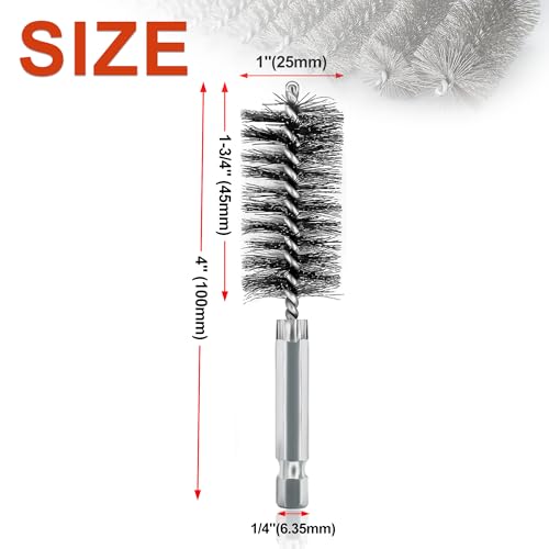 5Pcs 1" Stainless Steel Wire Bore Brush for Drill ,25mm Wire Cleaning Brush - size: 25mm | 1"