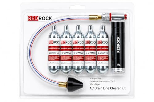 RedRock Gallo Drain Gun AC Drain Line Cleaner Tool, HVAC Air Conditioner Condensate Blaster Cleaning Kit with Flexible Hose Pipe, Includes 5 Unthreaded CO2 Cartridges