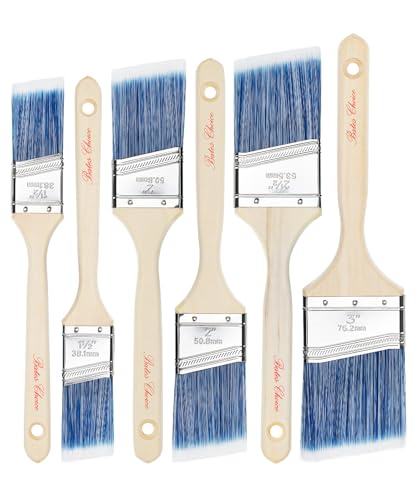 Bates Angle Paint Brushes, 6 Pack - 1.5", "2", "2.5", "3" Inch, Treated Wood Handle, Stain & Wall Paint Brushes for Walls & Furniture - color: Wood Handle Angle, size: 6 Pack, 1.5", 2", 2.5", 3"