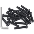 25 Pieces M6 x 30mm Button Head Socket Cap Screws, Thread Pitch 1.0mm, Sutemribor M6 Black Screws, 10.9 Grade Alloy Steel, Black Oxide Finish, Fully Threaded - size: M6 x 30mm, style: Button Head