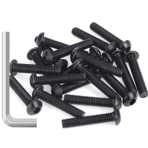 25 Pieces M6 x 30mm Button Head Socket Cap Screws, Thread Pitch 1.0mm, Sutemribor M6 Black Screws, 10.9 Grade Alloy Steel, Black Oxide Finish, Fully Threaded - size: M6 x 30mm, style: Button Head