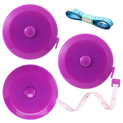 Tape Measure Retractable, Fabric Measuring Tape, 60 Inch Small Sewing Tailor Soft Ruler for Craft Nursing Clothing Medical Travel(3 Pack/Purple) - color: Purple
