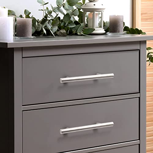 Probrico 30 Pack|4 Inch Hole Centers Satin Nickel Cabinet Handles, Euro Style Drawer Pulls, Stainless Steel Modern Round T Bar Kitchen Cabinet Pulls, Cabinet Hardware for Bathroom Bedroom - color: Brushed Nickel, size: hole center 4"