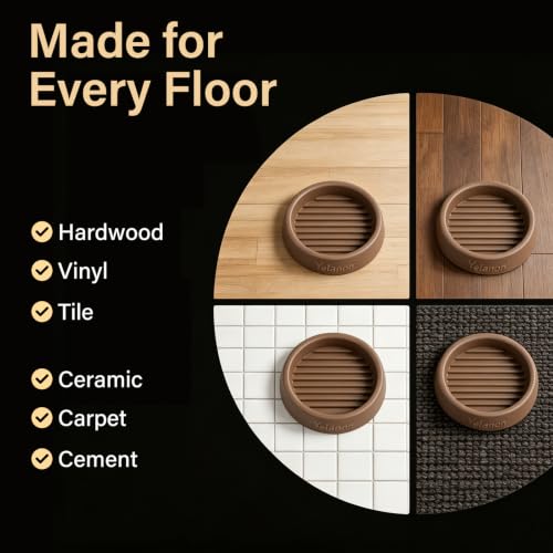 Yelanon Furniture Coasters 8 Pcs 2" Round Brown Caster Cups for Hardwood - size: 8pcs 2" Round Brown